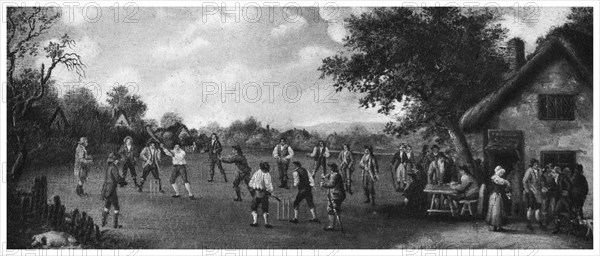 A country cricket match, 19th century (1912).Artist: Henry Dixon