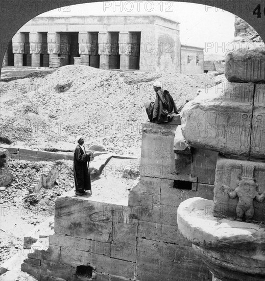 'The beautiful Temple of Hathor at Denderah, Egypt', 1905.Artist: Underwood & Underwood