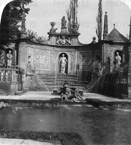 Fountain, Hellbrunn Castle, Salzburg, Austria, c1900.Artist: Wurthle & Sons