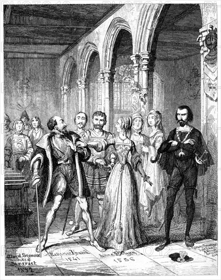 Anne Boleyn (1507-1536) and Edward Seymour (1506-1552), 19th century.Artist: George Cruikshank