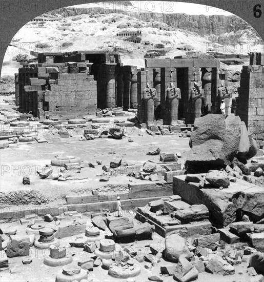 'The Ramesseum, the temple of Ramses II, at Thebes, Egypt', 1905.Artist: Underwood & Underwood