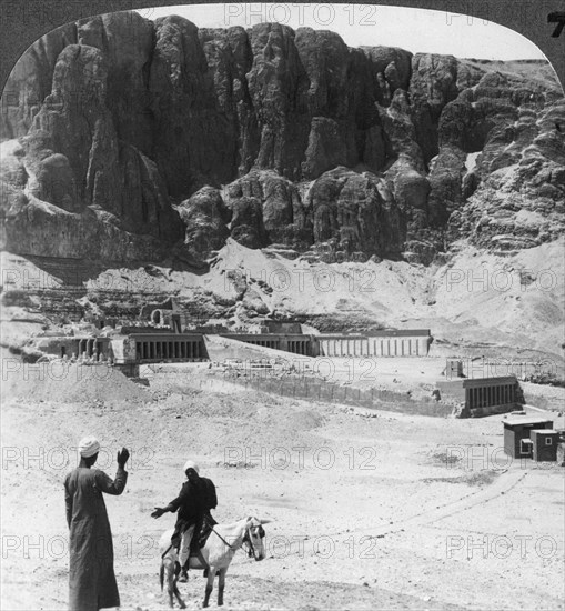 'Buried for ages - colonnaded terraces of the temple at Der-el-Bahri, Thebes, Egypt', 1905.Artist: Underwood & Underwood