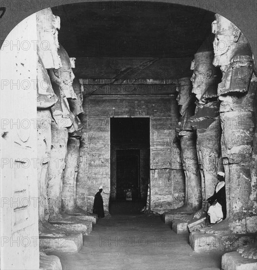 'Interior of the rock-hewn temple of Abu Simbel, Egypt', 1905.Artist: Underwood & Underwood