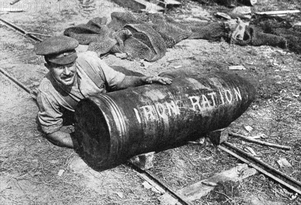 Large shell on its way to the front, First World War, 1914-1916, (c1920). Artist: Unknown