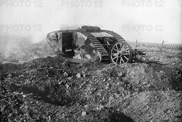 A tank in action on the Western Front, Somme, France, First World War, 1914-1918, (c1920). Artist: Unknown