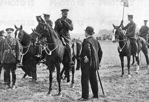 King George V at an inspection of troops at Aldershot, First World War, 1914-1918, (c1920). Artist: Unknown