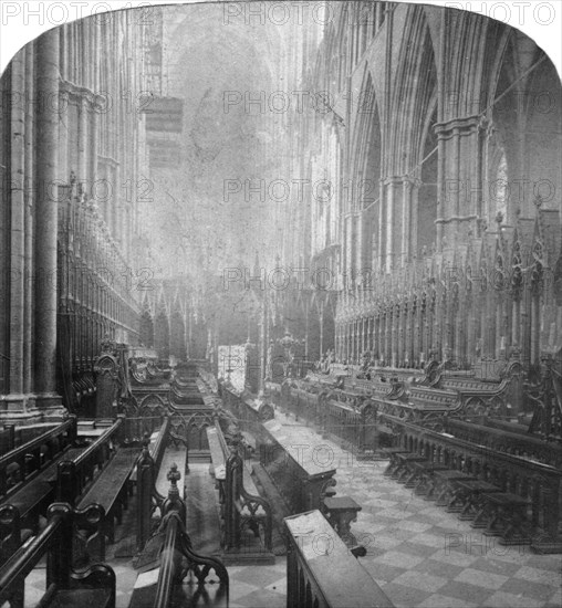 Interior of Westminster Abbey, London, late 19th century.Artist: Underwood & Underwood