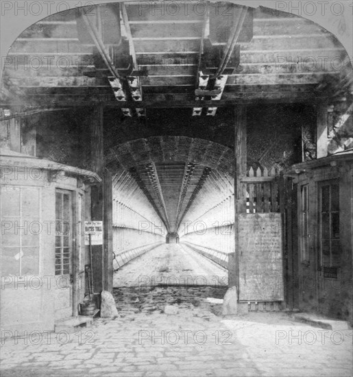 Interior of the suspension bridge, Niagara Falls, Canada, early 20th century. Artist: Unknown