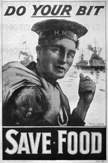'Do Your Bit - Save Food', food economy poster, First World War, 1917, (c1920).  Artist: M Randall