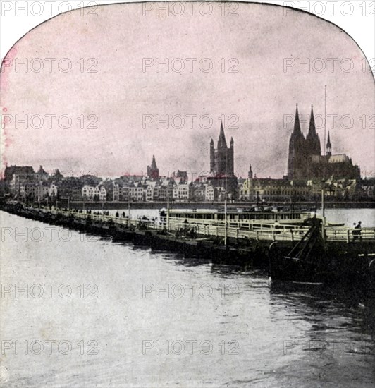 The Bridge of Boats across the Rhine, Cologne, Germany, early 20th century. Artist: Unknown