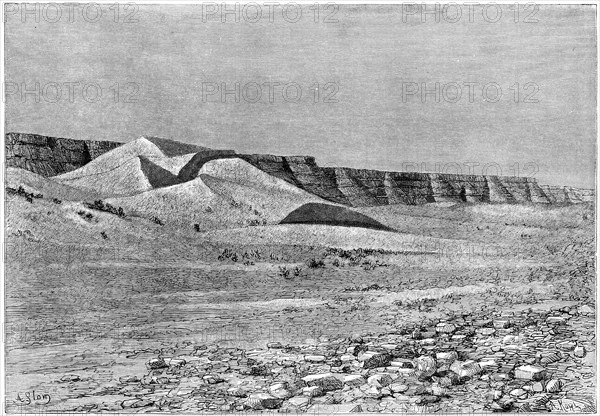 Cliffs of the Igharghar, taken from the north of Temassinin, c1890. Artist: Armand Kohl