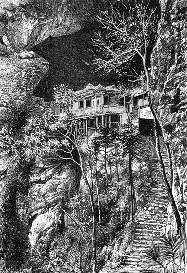 'Buddhist monastery, Yuen-Fu on the Min, South of Fuchu-Fu', c1890. Artist: Armand Kohl