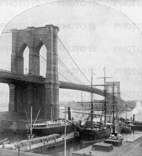 Brooklyn Bridge, New York, USA, late 19th century.Artist: William H Rau