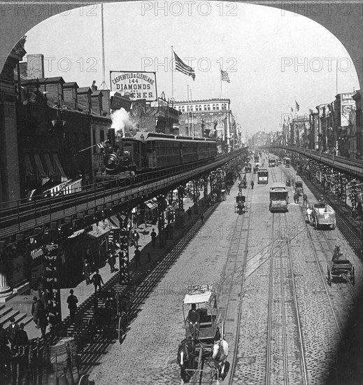 The Bowery, New York, USA, 1900.Artist: BL Singley