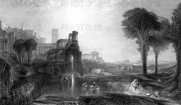 'Caligula's Palace and Bridge', 19th century.Artist: E Goodall