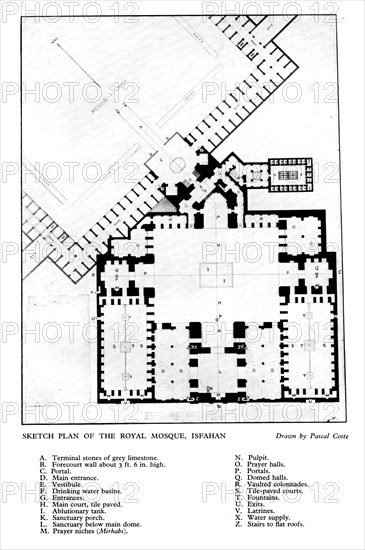 'Sketch plan of the Royal Mosque, Isfahan', 1931.Artist: Pascal Coste