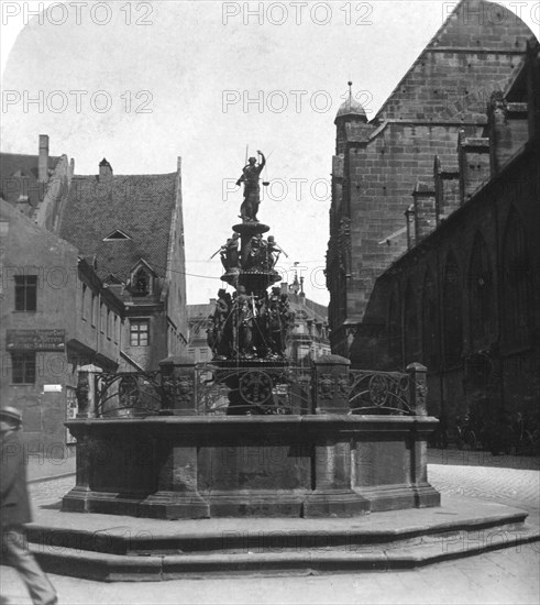 Tugendbrunnen, Nuremberg, Bavaria, Germany, c1900. Artist: Wurthle & Sons