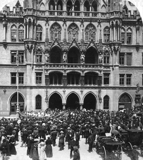 An outdoor concert at the Town Hall, Munich, Germany, c1900s.Artist: Wurthle & Sons