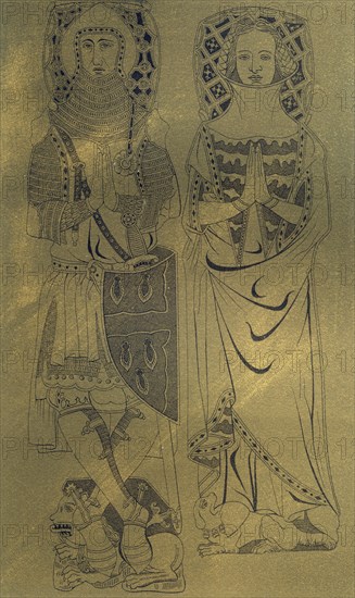 A copper plaque from Minster Abbey and Church, Isle of Sheppey, Kent, 1337 (1849).Artist: Franz Kellerhoven