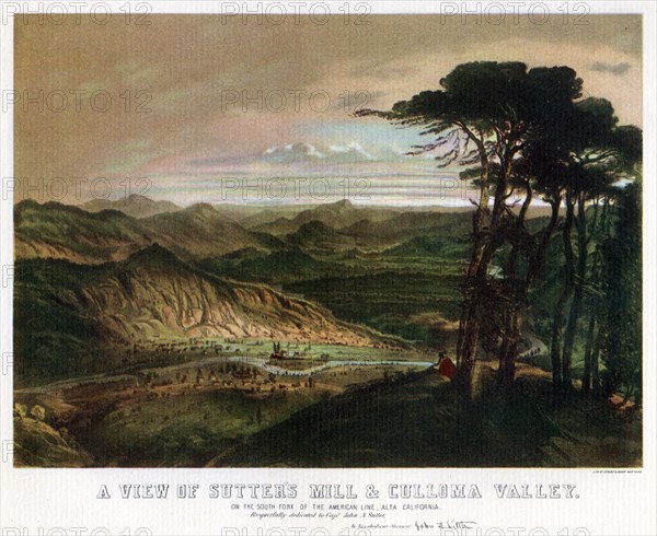 Sutter's Mill and Culloma Valley, California, USA, 19th century (1937).Artist: J Little