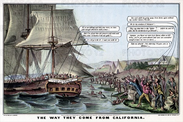 'The Way They Come From California', 1849 (1937).Artist: Nathaniel Currier