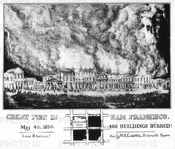 The great fire in San Francisco, California, 1850 (1937). Artist: Unknown