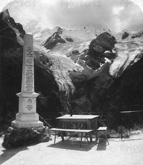 A monument in Stilfserjoch Strasse, Weisse Knott, Tyrol, c1900s.Artist: Wurthle & Sons