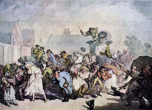'A Squall in Hyde Park', 1791, (1929). Artist: Thomas Rowlandson