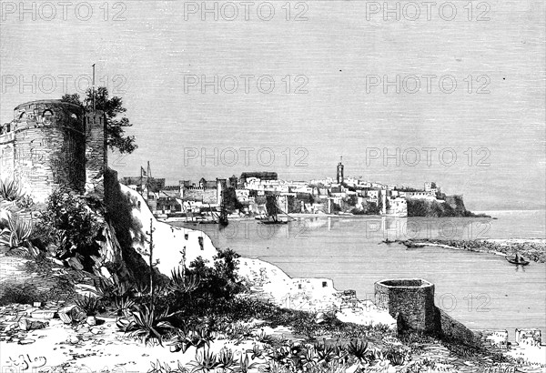 Rabat and the mouth of the Bu-Regrag river, Morocco, 1895.Artist: Meunier
