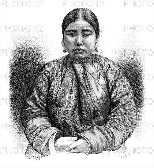 An Ainu girl, Japan, 1895.Artist: E Ronjat