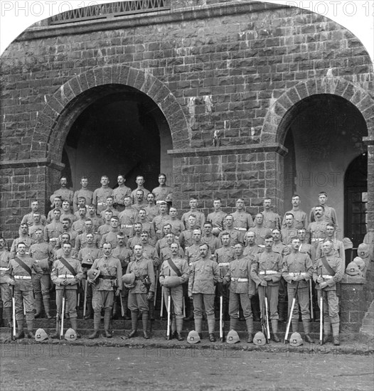 'H' Company, Royal Warwickshire Regiment, Belgaum, India, 1900s. Creator: Underwood & Underwood.