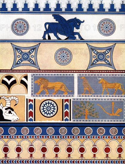 Assyrian brick and tile design, 1933-1934. Artist: Unknown