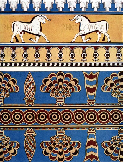 Assyrian brick and tile design, 1933-1934. Artist: Unknown