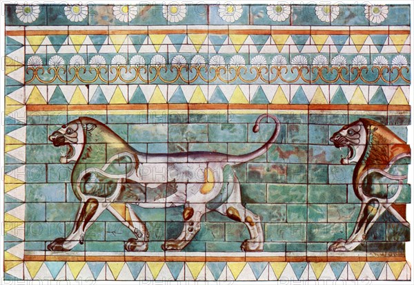 The lion frieze from King Darius' winter palace at Susa, Iran, 1933-1934. Artist: Unknown