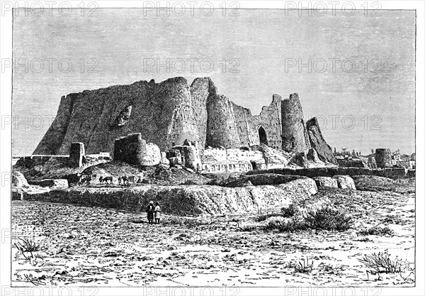 The ruined fortress of Veramin, Persia (Iran), 1895.Artist: Armand Kohl