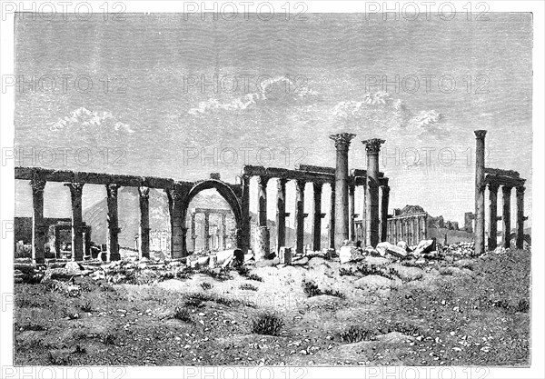 A ruined colonnade at Palmyra (Tadmur), Syria, 1895. Artist: Unknown