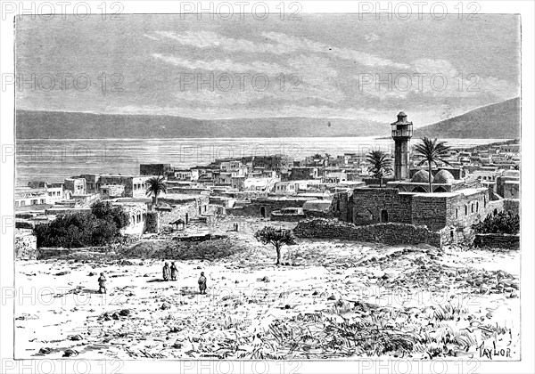 The lake and city of Tiberias, Israel, 1895. Artist: Unknown