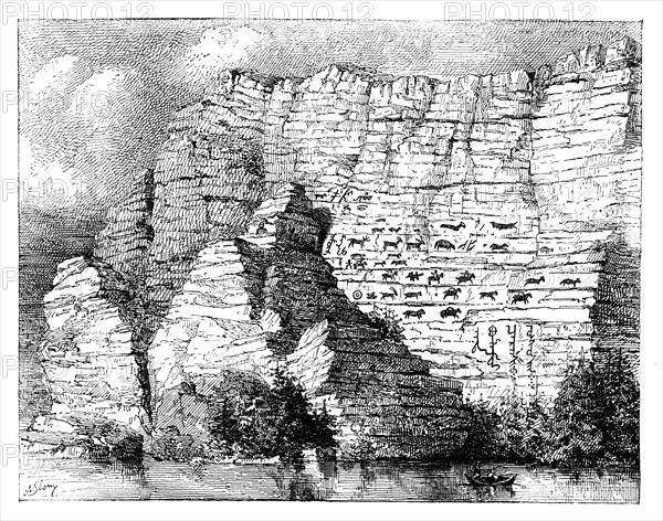 A rock inscription on the banks of the Yenisei river, 1895. Artist: Unknown