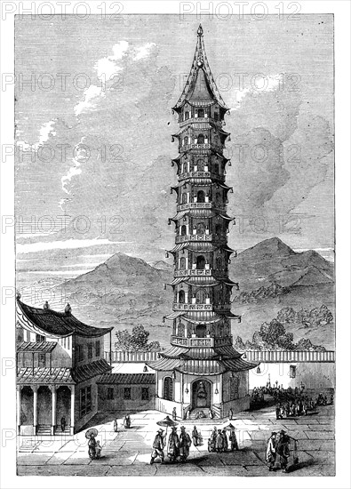 The Porcelain Tower of Nanjing, China, c1895. Artist: Unknown