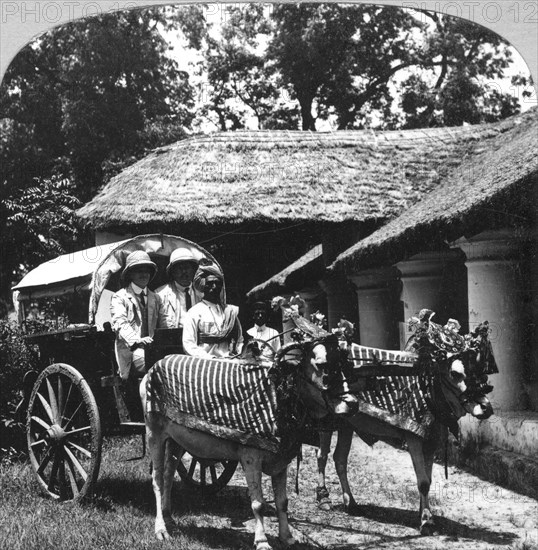 Leaving the dak bungalow for a 'bile-gharry', Belgaum district, southern India, 1900s.Artist: Realistic