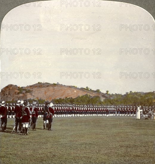 Receiving the colours inside the square, India, 1900s.Artist: Underwood & Underwood