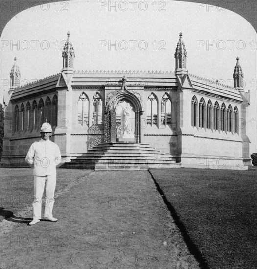 Memorial to the British women and children murdered during the Indian Mutiny, Cawnpore, India, 1903.Artist: Underwood & Underwood