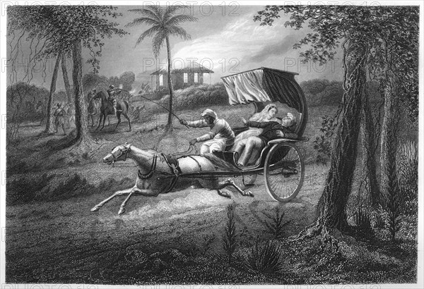 'Dr Graham shot in his buggy by the Sealkote Mutineers', 1857, (c1860). Artist: Unknown