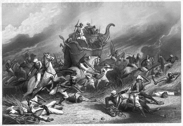 'Defeat of the Peishwa's army before Jhansi by General Rose, 1st April 1858', (c1860). Artist: Unknown