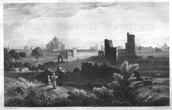 The tomb of Humaioon, Delhi, India, c1860.Artist: W Miller