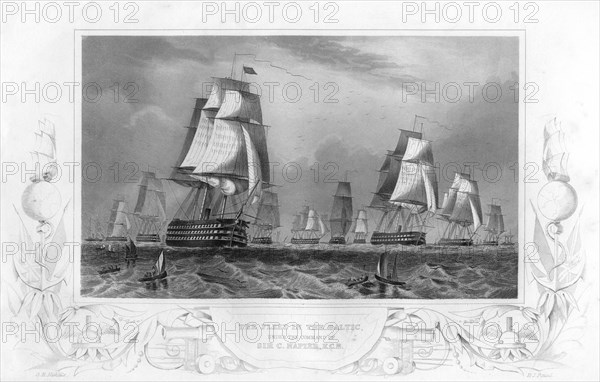The fleet in the Baltic, under the command of Sir Charles Napier, 1857.Artist: DJ Pound