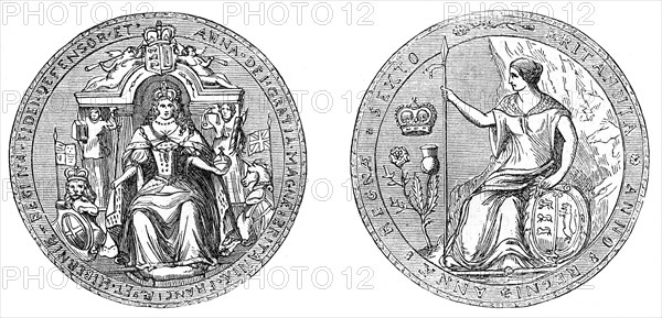 Great Seal of Queen Ann, after the union of England and Scotland, 1707, (19th century). Artist: Unknown