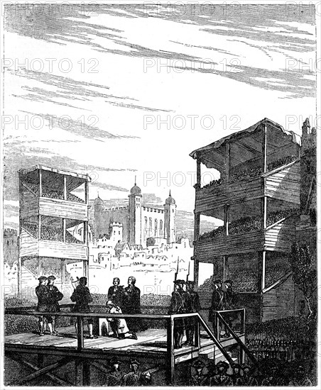 The execution of Lord Derwentwater (1689-1716) on Tower Hill, London, 1716 (19th century). Artist: Unknown