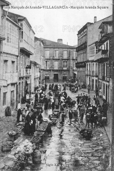 The Plaza Marques de Aranda, Villagarcia, Spain, early 20th century.Artist: Pedro Abad Abalo