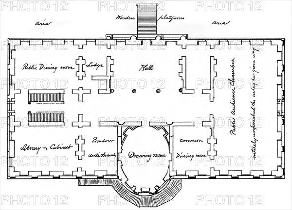 Hoban's original plans for the White House, 18th century (1908). Artist: Unknown